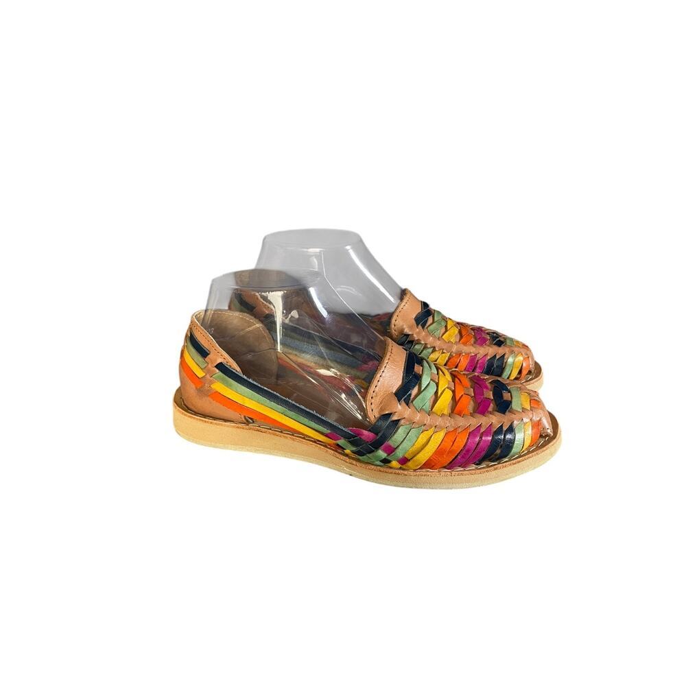 Multicolor Leather Woven Huarache Sandals for Women